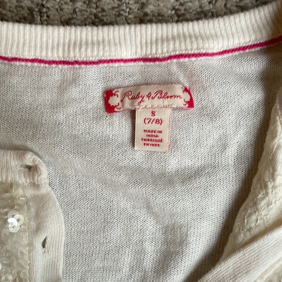 Girls sequin white cardigan sweater from Ruby and Bloom - Picture 2 of 2